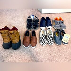7 boys size 9 shoes (PLAY). Includes: Native, Magellan, Toms, Nike, Vans, & more